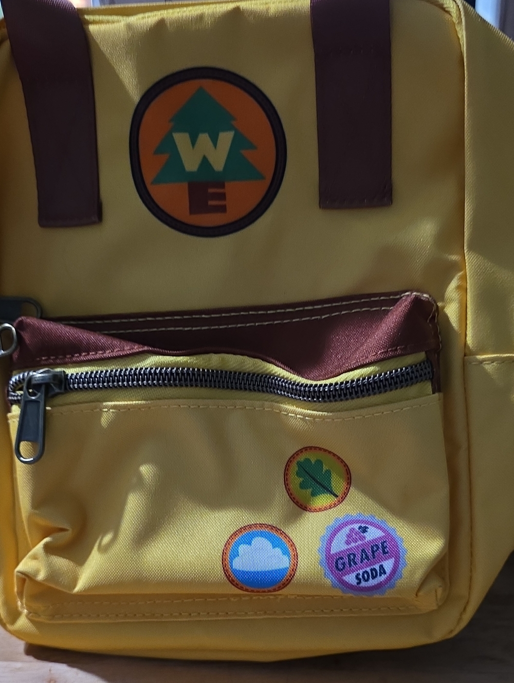Loungefly Yellow Backpack with Purple Handles and Pixar Patch